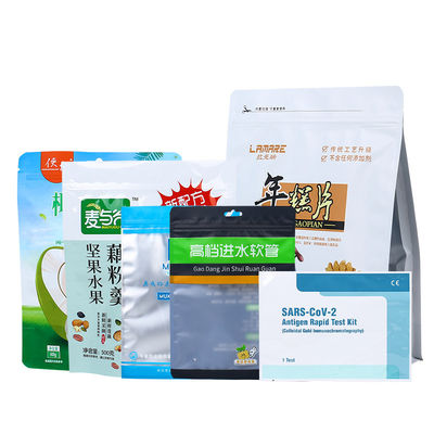 comprar Saco de Stand Up Flat Bottom Folha de alumínio Cor de ouro Estampagem UV Impressão de alimentos Mylar Stand Up Bolsa de plástico online manufacture