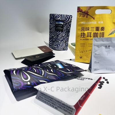 Armazenamento de Alimentos Nozes Grãos de café Bolsa de papel Kraft personalizável com janela Bolsa para cima Bolsa preta Doypack Zip Lock