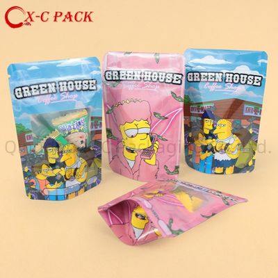 3 selos laterais Flat Zipper Stand Up pouches para lanches e café com janela até 11 cores