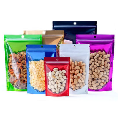 Bolsas de plástico recicláveis personalizáveis com janela para alimentos e doces até 11 cores