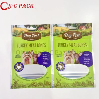 Sacos de armazenamento de alimentos para animais de estimação de janela transparente personalizáveis com tubo de alimentação medido e tecnologia antiestática
