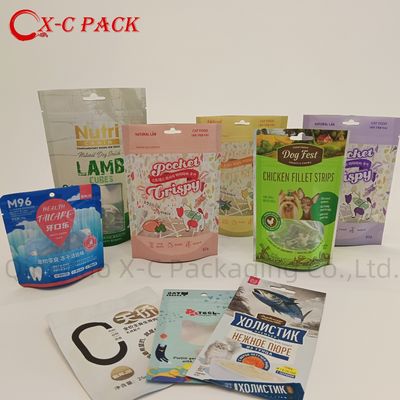Janela embalagem reciclável de plástico para alimentos para animais de estimação aluminizado saco stand up com fecho