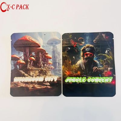 Candy Proof Child Print Packaging Design 3 lados Mini Ziplock 3,5g 3,5 gramas Custom Mylar Saco